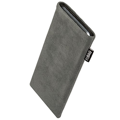 fitBAG Classic Grau Handytasche Tasche aus original Alcantara mit Microfaserinnenfutter für ASUS ROG Phone 5s Pro | Hülle mit Reinigungsfunktion | Made in Germany von fitBAG
