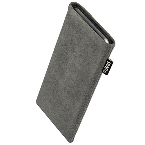 fitBAG Classic Grau Handytasche für Google Pixel 8a Tasche aus original Alcantara mit Microfaserinnenfutter | Hülle mit Reinigungsfunktion | Made in Germany von fitBAG