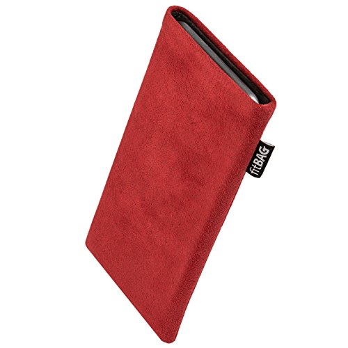 fitBAG Classic Rot Handytasche für Apple iPhone X/Xs Tasche aus original Alcantara mit Microfaserinnenfutter | Hülle mit Reinigungsfunktion | Made in Germany von fitBAG