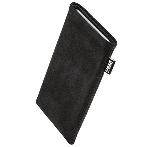fitBAG Classic Schwarz Handytasche für Samsung Galaxy S8 SM-G950F Tasche aus original Alcantara mit Microfaserinnenfutter | Hülle mit Reinigungsfunktion | Made in Germany von fitBAG