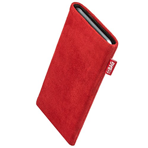 fitBAG Folk Rot Handytasche Tasche aus feinem Wildleder Echtleder mit Microfaserinnenfutter für Samsung Galaxy A33 5G | Hülle mit Reinigungsfunktion | Made in Germany von fitBAG