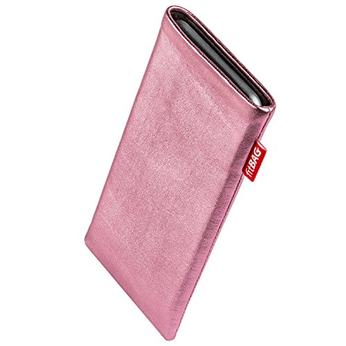 fitBAG Groove Pink Handytasche für Apple iPhone 15 Pro Tasche aus feinem Folienleder Echtleder mit Microfaserinnenfutter | Hülle mit Reinigungsfunktion | Made in Germany von fitBAG