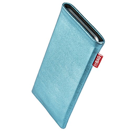 fitBAG Groove Türkis Handytasche für Apple iPhone 16 Plus 6.7" Tasche aus feinem Folienleder Echtleder mit Microfaserinnenfutter | Hülle mit Reinigungsfunktion | Made in Germany von fitBAG