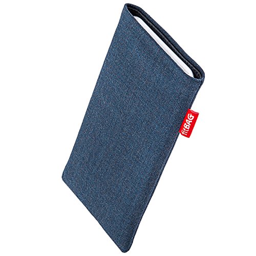 fitBAG Jive Blau Handytasche für Apple iPhone 15 Tasche aus Textil-Stoff mit Microfaserinnenfutter | Hülle mit Reinigungsfunktion | Made in Germany von fitBAG