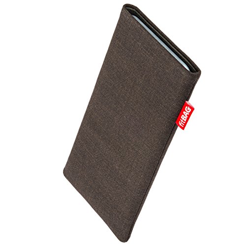 fitBAG Jive Braun Handytasche für Samsung Galaxy A05s Tasche aus Textil-Stoff mit Microfaserinnenfutter | Hülle mit Reinigungsfunktion | Made in Germany von fitBAG