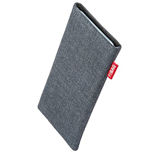 fitBAG Jive Grau Handytasche für Asus ZenFone 8 Tasche aus Textil-Stoff mit Microfaserinnenfutter | Hülle mit Reinigungsfunktion | Made in Germany von fitBAG