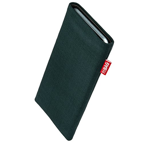 fitBAG Rave Smaragd Handytasche für Sony Xperia 1 (2019) Tasche aus Textil-Stoff mit Microfaserinnenfutter | Hülle mit Reinigungsfunktion | Made in Germany von fitBAG