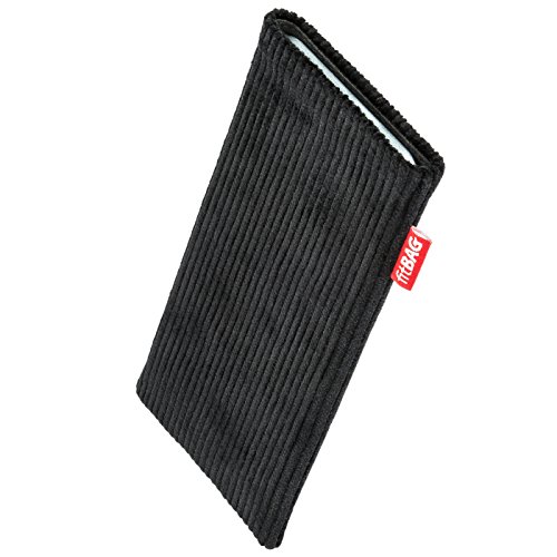 fitBAG Retro Schwarz Handytasche Tasche aus Cord-Stoff mit Microfaserinnenfutter für Samsung Galaxy Note20 Ultra/Note 20 Ultra 5G | Hülle mit Reinigungsfunktion | Made in Germany von fitBAG