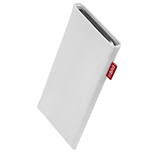 fitBAG Rock Weiß Handytasche für Xiaomi Redmi Note 13 Pro Tasche aus Textil-Stoff mit Microfaserinnenfutter | Hülle mit Reinigungsfunktion | Made in Germany von fitBAG