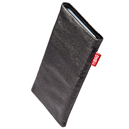 fitBAG Techno Schwarz Handytasche für OnePlus 8 Tasche aus Textil-Stoff mit Microfaserinnenfutter | Hülle mit Reinigungsfunktion | Made in Germany von fitBAG