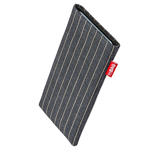 fitBAG Twist Grau Handytasche für Google Pixel 4a 5G Tasche aus Nadelstreifen-Stoff mit Microfaserinnenfutter | Hülle mit Reinigungsfunktion | Made in Germany von fitBAG