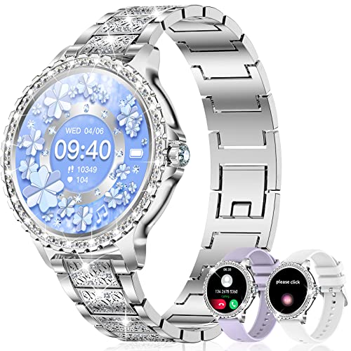 Smartwatch Damen mit Telefonfunktion Diamond, 1.32" Damenuhr mit Anruffunktion ,Menstruationszyklus SpO2 Pulsmesser Schlafmonitor Musiksteuerung,19 Sportmodi Uhr für Android iOS von fitonyo