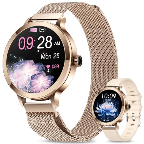 fitonyo Smartwatch Damen mit Telefonfunktion,1.1" AMOLED Touchscreen Smart Watch,Damen Uhr mit 110+Sportmodi/SpO2/BP/Pulsuhr/Schlafmonitor,IP68 Fitness Tracker für Android iOS Rosegold von fitonyo