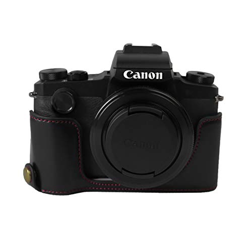 Halbschale Tasche kompatibel mit Canon Powershot G1X Mark III Etui Kunstleder schwarz CC1750a von fittings4you