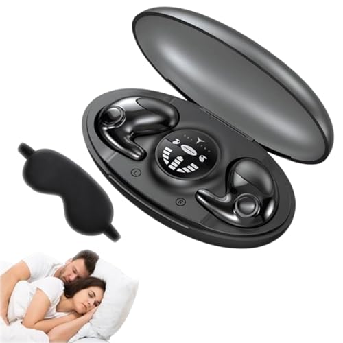 fjaldjfu Zelara IPX5 wasserdichte Bluetooth-Kopfhörer, kopfhörer kabellos Bluetooth 5.3 mit 48H HiFi Stereo Tiefer Bass mit 4 Noise Cancelling Mic, Ergonomisches Tragegefühl (Schwarz+Augenmaske) von fjaldjfu