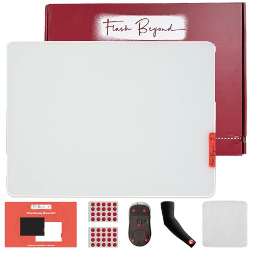 flash Beyond Glas-Gaming-Mauspad – Premium-Glas-Pad mit rutschfester Gummiunterseite – glatte, präzise Tracking, langlebige Oberfläche für High-Speed-Gaming, ideal für FPS-Spieler (Weiß, 50 x 40 cm) von flash Beyond