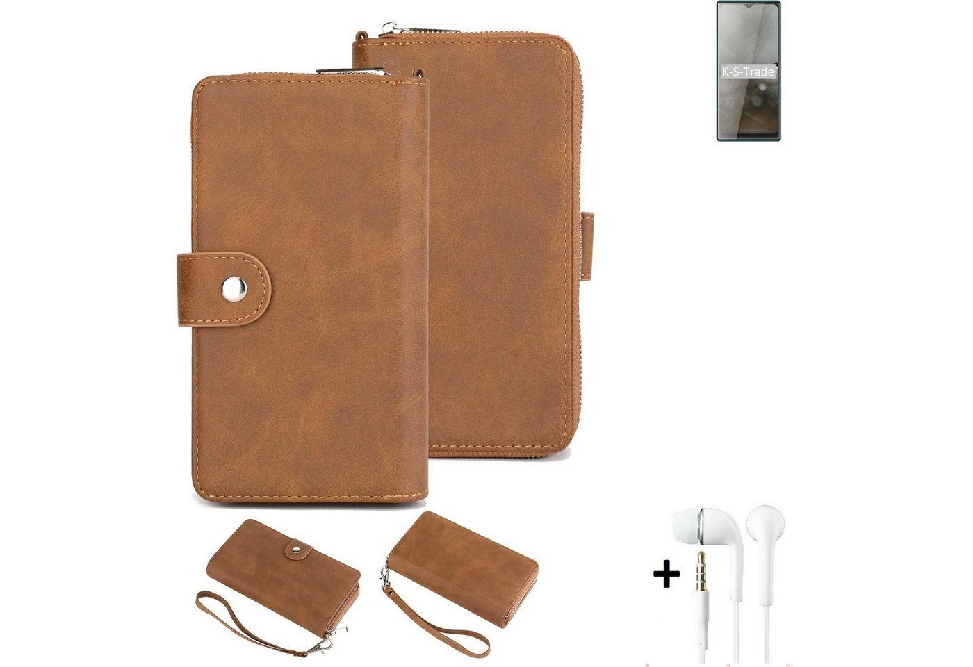 K-S-Trade Handyhülle für Cubot P50, Handy Schutz Hülle + Kopfhörer Portemonnee Tasche Wallet-Case von flat.design