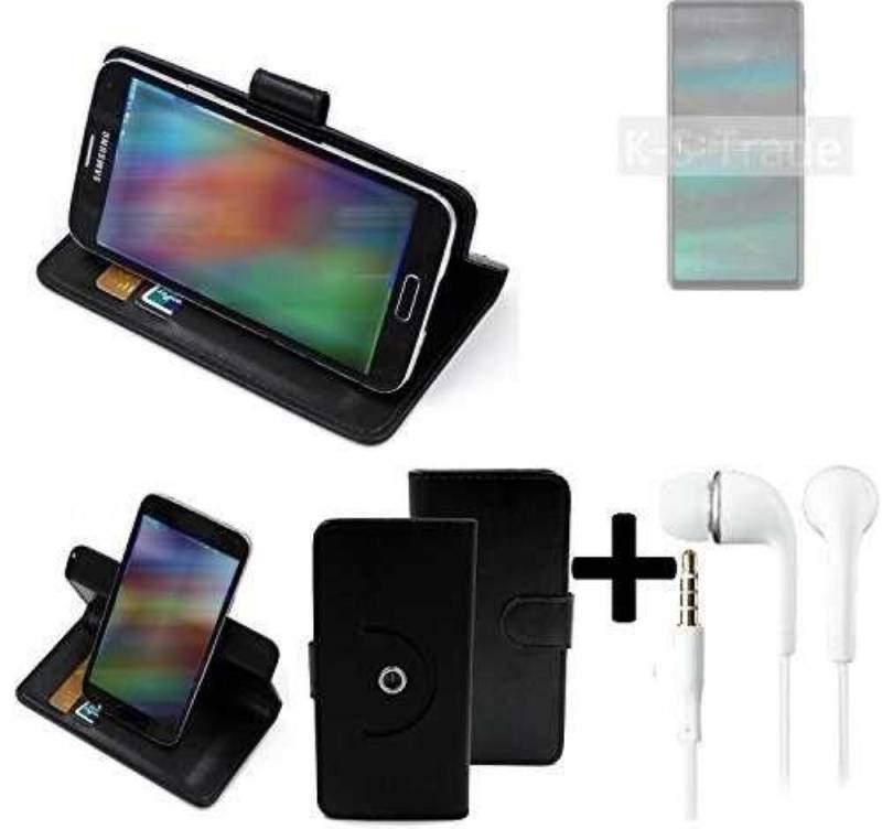 K-S-Trade Handyhülle für Google Pixel 6a, Handy Hülle Schutz Hülle + Kopfhörer Handyhülle Flipcase von flat.design