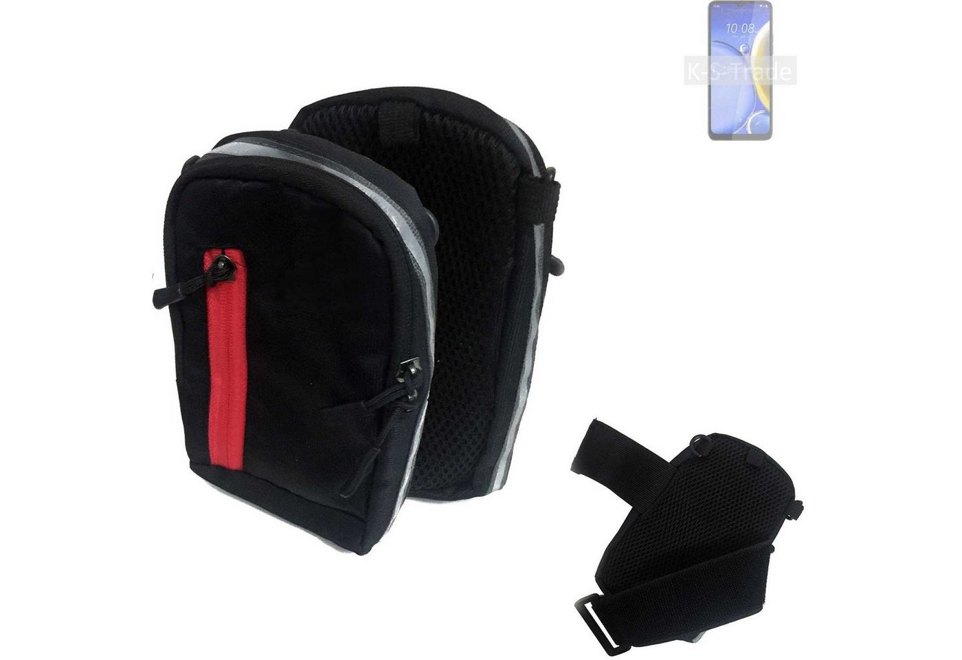 K-S-Trade Handyhülle für HTC Wildfire E Plus, Outdoor Gürteltasche Holster Umhängetasche schwarz Handy Tasche von flat.design