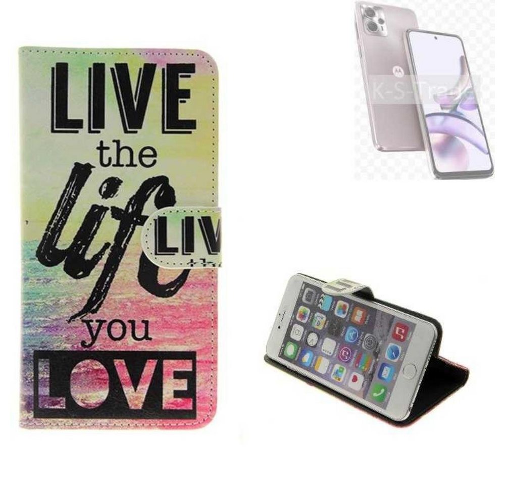 K-S-Trade Handyhülle für Motorola Moto G13, Schutzhülle Handyhülle 360° Wallet Case “live life love“ von flat.design