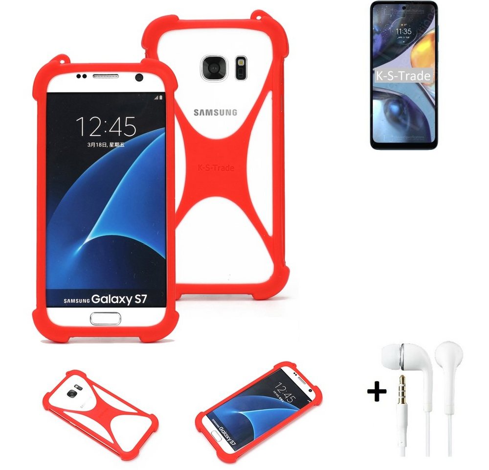 K-S-Trade Handyhülle für Motorola Moto G22, Handy-hülle + Kopfhörer Schutz-hülle Bumper Silikon Schutz Hülle von flat.design