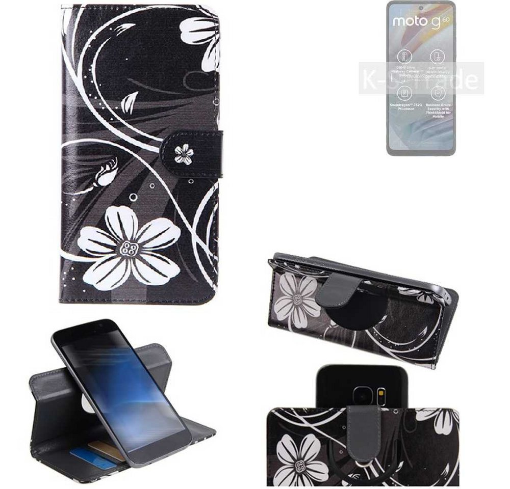 K-S-Trade Handyhülle für Motorola Moto G60, Schutzhülle Handyhülle Hülle 360° Wallet Case ''Flowers'' von flat.design