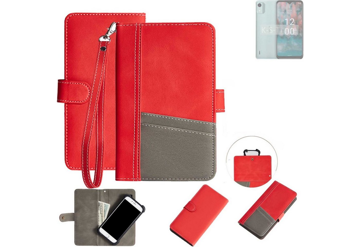 K-S-Trade Handyhülle für Nokia C12 Pro, Handy Schutzhülle Hülle Portemonnee Brieftasche Klapphülle von flat.design