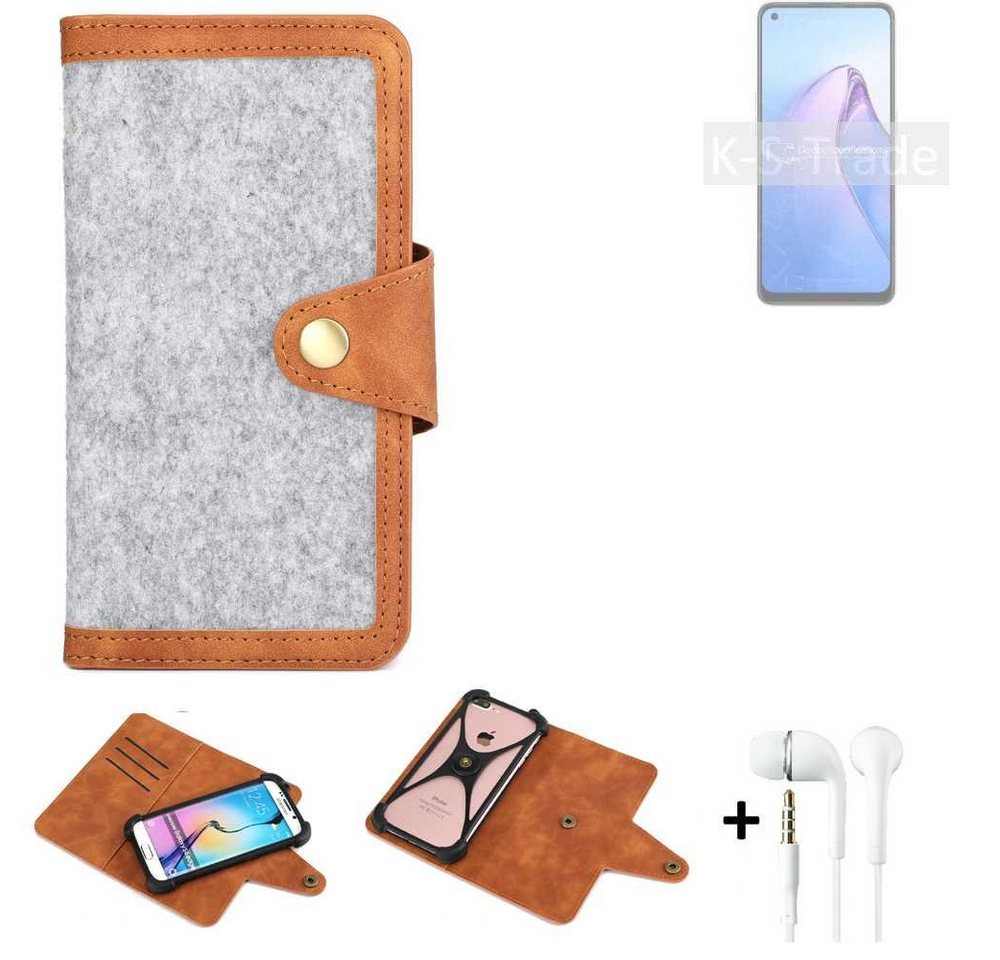 K-S-Trade Handyhülle für Oppo Reno8 Global, Handyhülle + Kopfhörer Schutzhülle Filz Hülle Kunstleder K-S-Trade Handyhülle für Oppo Reno8 Global, Handyhülle + Kopfhörer Schutzhülle Filz Hülle Kunstleder von flat.design