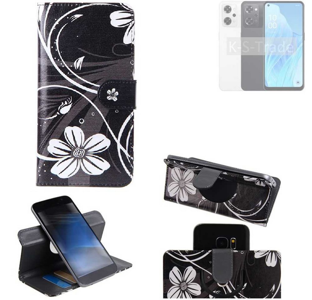 K-S-Trade Handyhülle für Oppo Reno9 A, Schutzhülle Handyhülle Hülle 360° Wallet Case “Flowers“ von flat.design