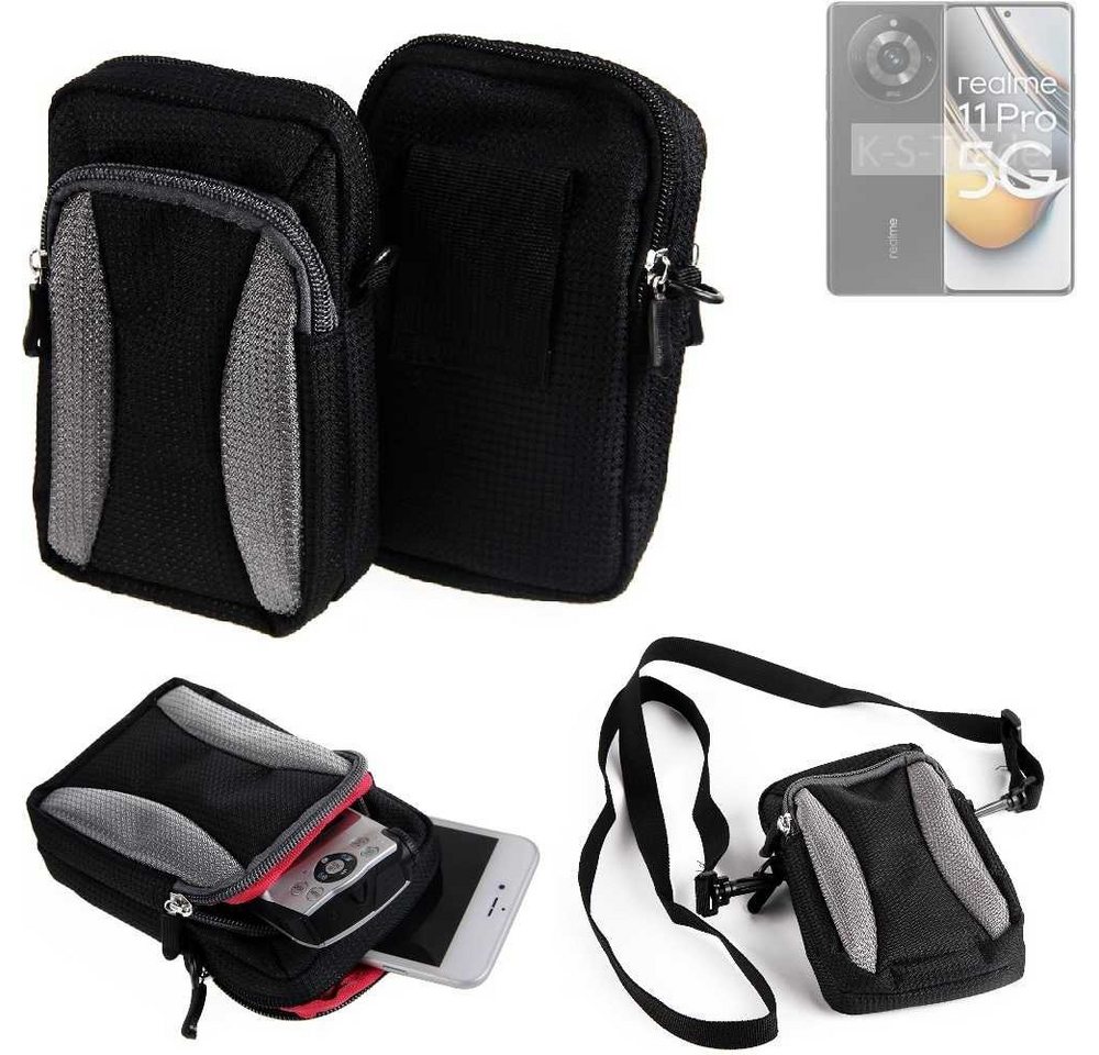 K-S-Trade Handyhülle für Realme 11 Pro, Holster Schutz Hülle Handy Hülle Gürteltasche Umhängetasche mit von flat.design