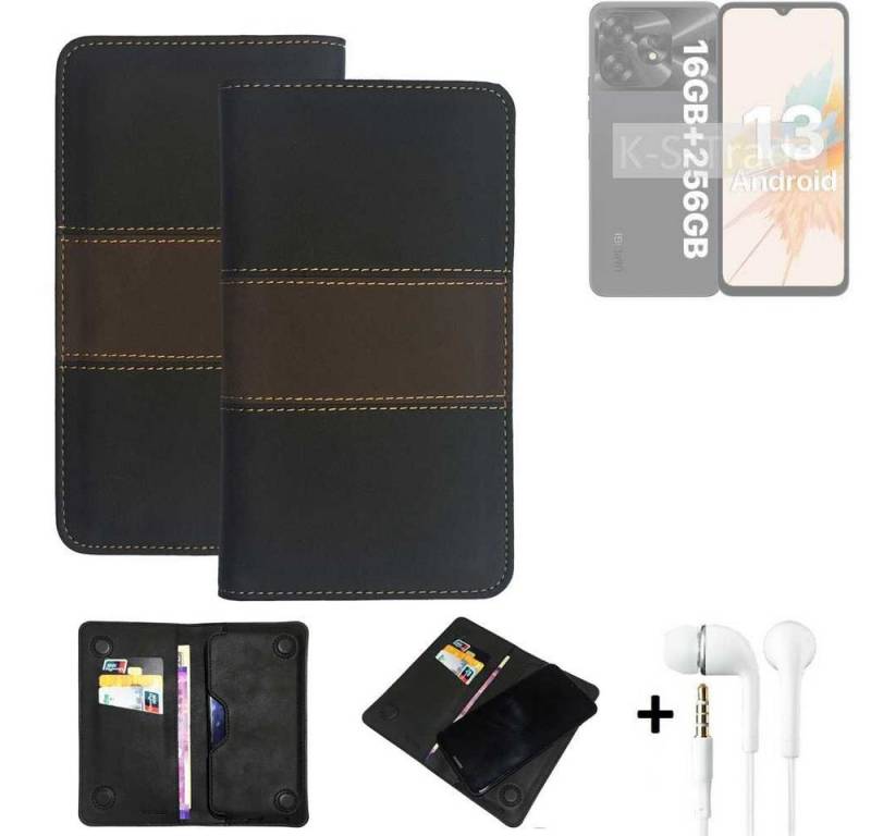 K-S-Trade Handyhülle für UMIDIGI A15, Handyhülle + Kopfhörer Schutzhülle Walletcase Bookstyle Tasche von flat.design