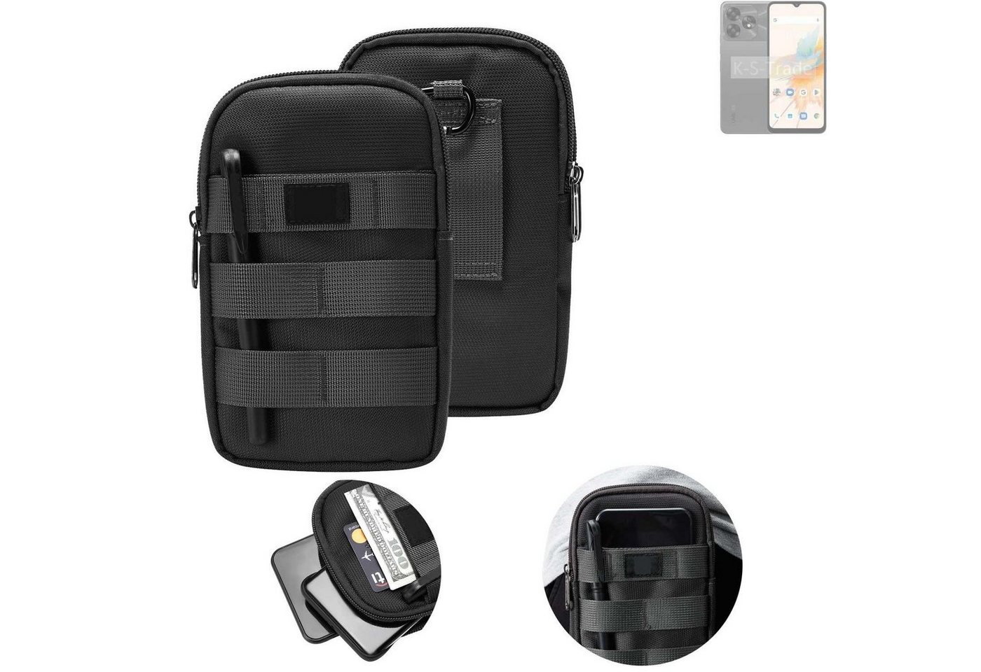 K-S-Trade Handyhülle für UMIDIGI A15C, Holster Gürtel Tasche Handy Tasche Schutz Hülle dunkel-grau viele von flat.design