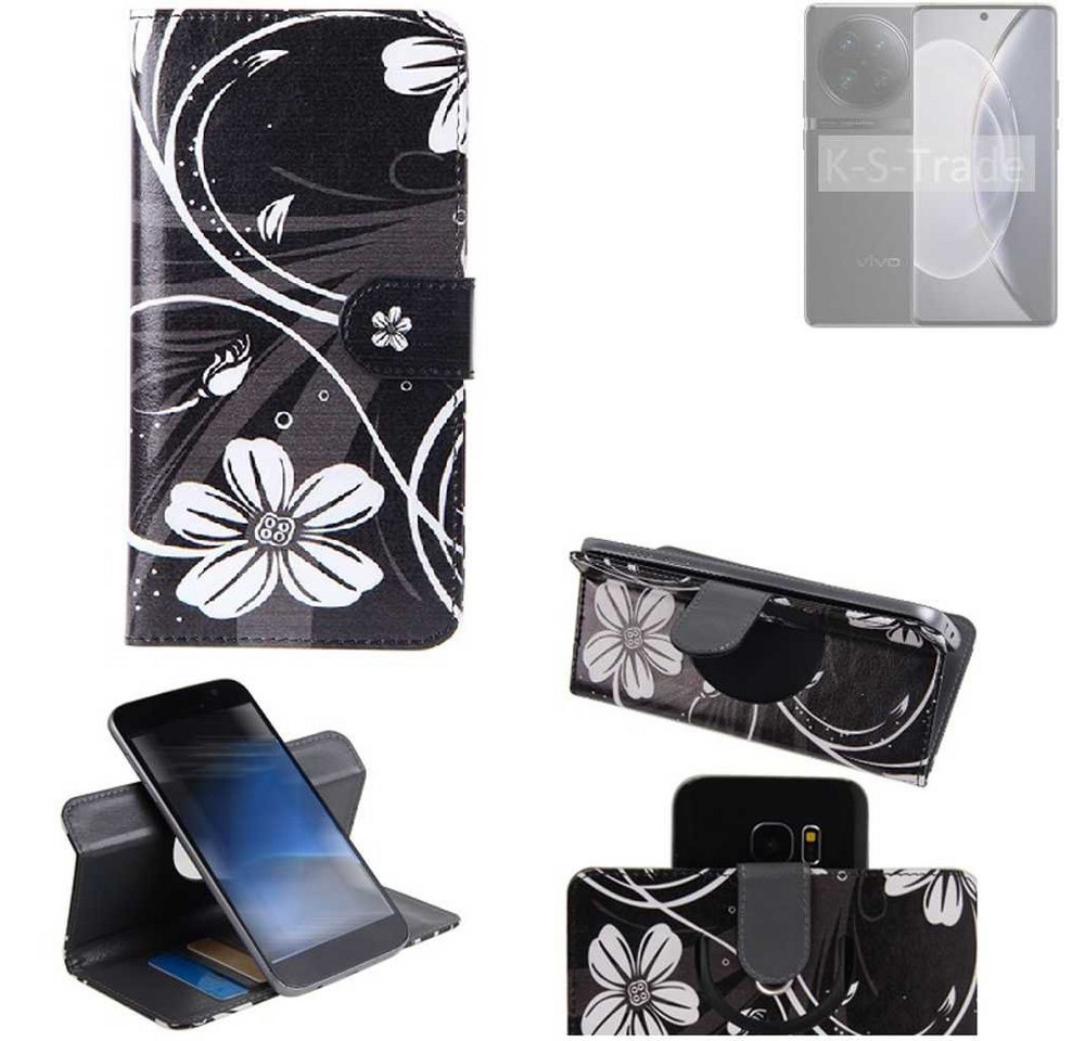 K-S-Trade Handyhülle für Vivo X90 Pro, Schutzhülle Handyhülle Hülle 360° Wallet Case “Flowers“ von flat.design