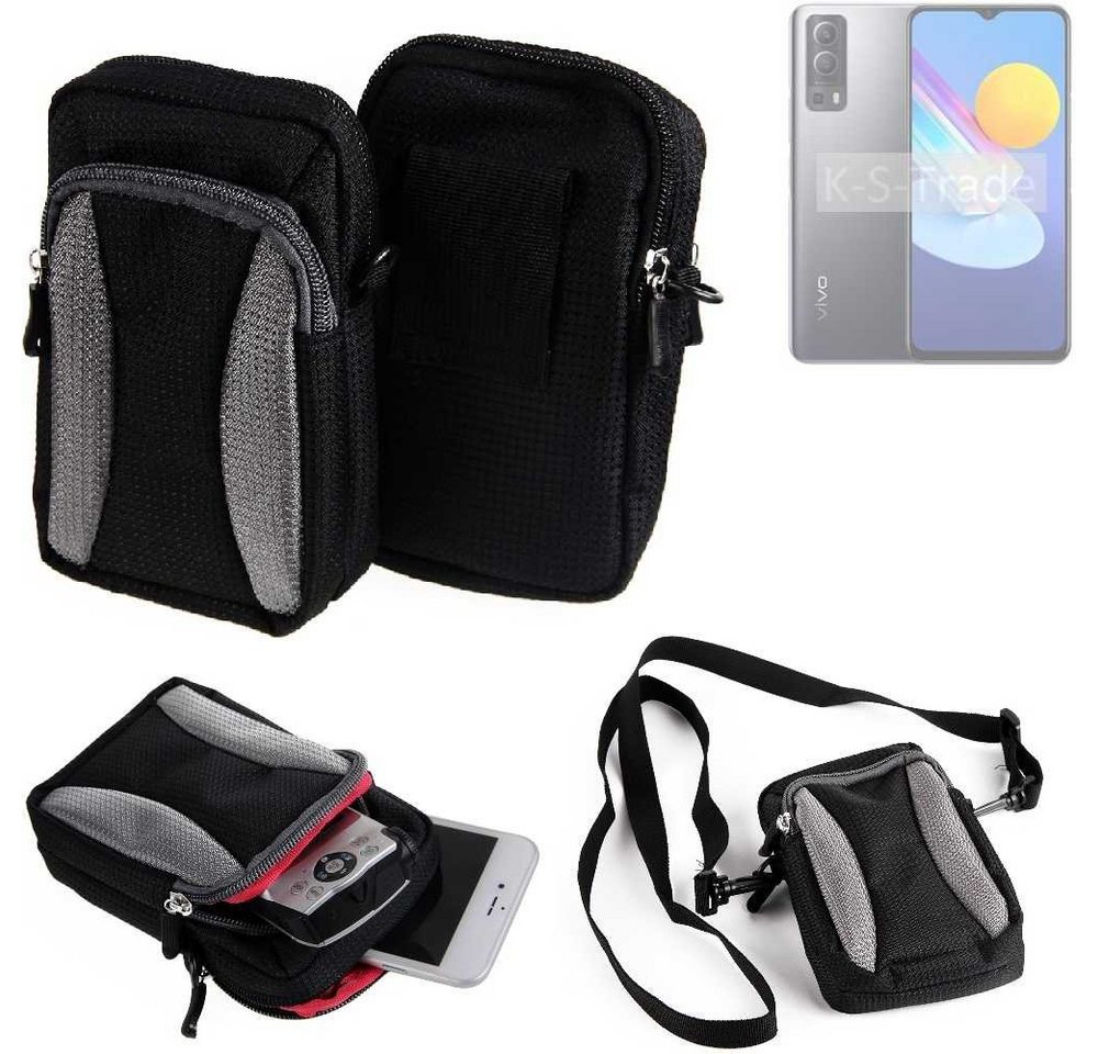 K-S-Trade Handyhülle für Vivo Y72 5G, Holster Schutz Hülle Handy Hülle Gürteltasche Umhängetasche mit von flat.design