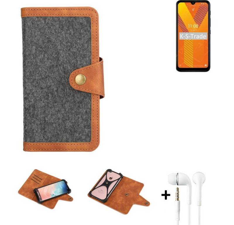 K-S-Trade Handyhülle für Wiko Y62, Handyhülle + Kopfhörer Schutzhülle Filzhülle Kunstleder von flat.design