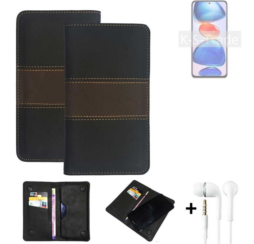 K-S-Trade Handyhülle für Xiaomi Redmi Note 11 Pro+, Handyhülle + Kopfhörer Schutzhülle Walletcase Bookstyle Tasche von flat.design