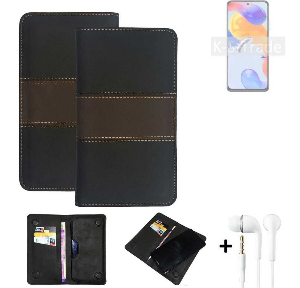 K-S-Trade Handyhülle für Xiaomi Redmi Note 11 Pro 5G Global, Handyhülle + Kopfhörer Schutzhülle Walletcase Bookstyle Tasche von flat.design