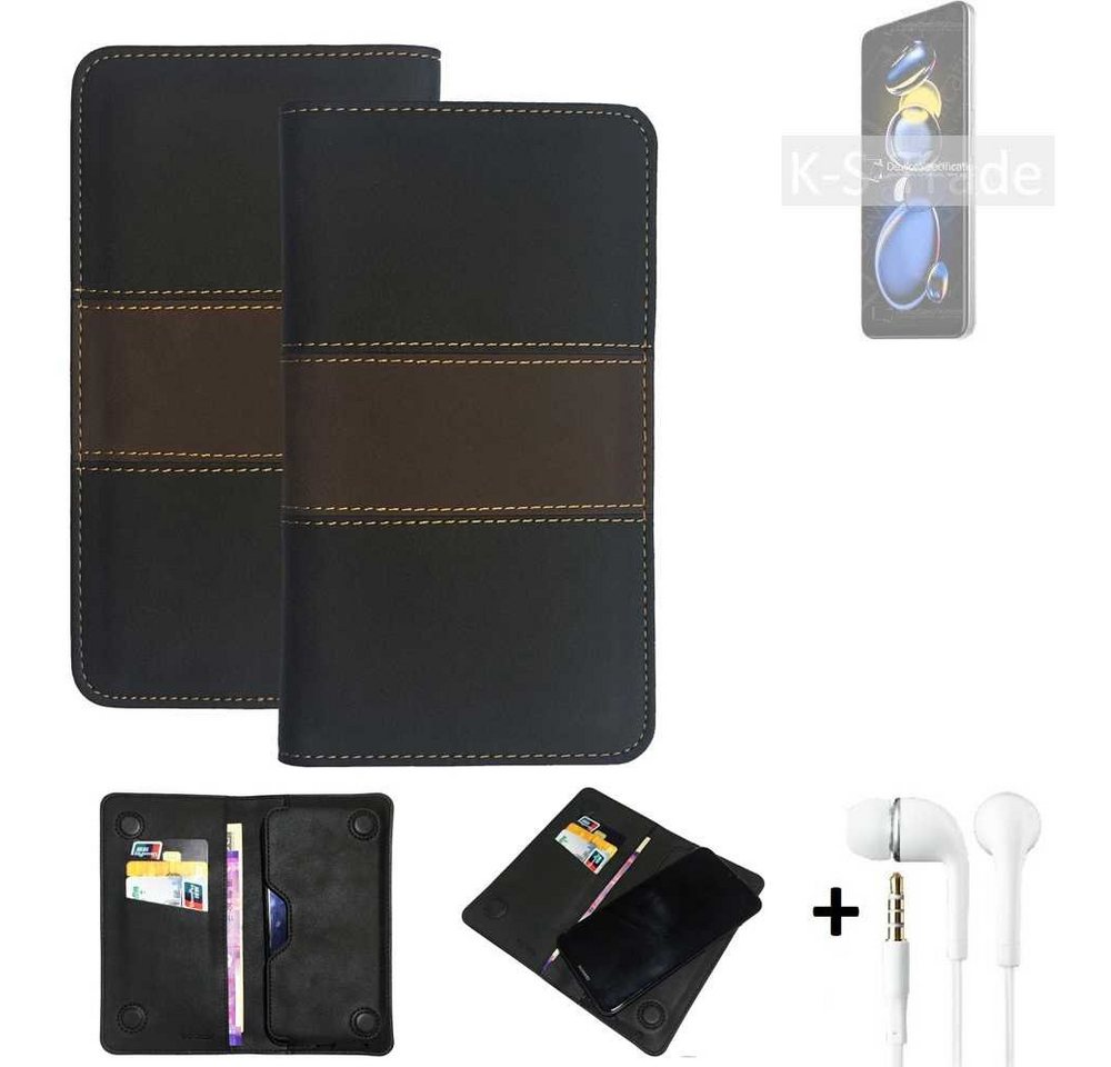 K-S-Trade Handyhülle für Xiaomi Redmi Note 11T Pro+, Handyhülle + Kopfhörer Schutzhülle Walletcase Bookstyle Tasche von flat.design