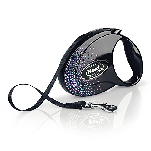 flexi Glam Splash Mystic with Swarovski Crystals M - Dog Retractable Lead - 5 m - Black von flexi