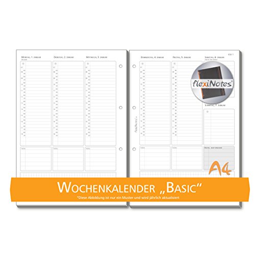 flexiNotes® WOCHENKALENDER 2024 A4, Kalendereinlage: Basic, 1 Woche 2 Seiten von flexiNotes