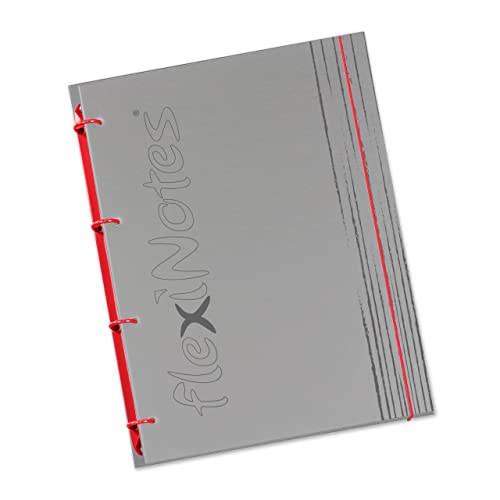 flexiNotes NOTIZBUCH A4, Typ: fN Grey, 75 Blatt kariert - Ring S (Rot, S) von flexiNotes