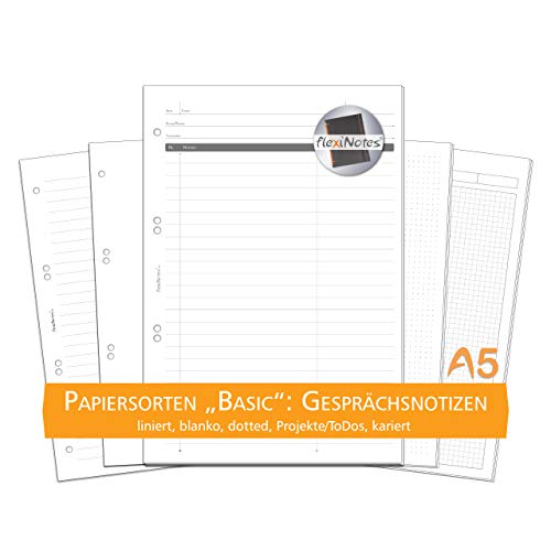 flexiNotes PAPIER A5, 75 Blatt Notizpapier Typ: Basic, Gesprächsnotizen von flexiNotes