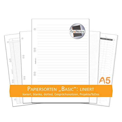 flexiNotes PAPIER A5, 75 Blatt Notizpapier Typ: Basic, liniert von flexiNotes