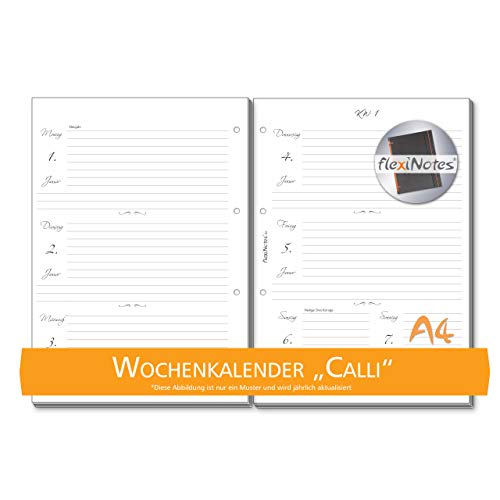 flexiNotes WOCHENKALENDER 2024 A4, Kalendereinlage: Calli, 1 Woche 2 Seiten von flexiNotes