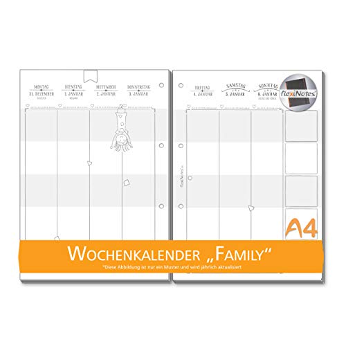 flexiNotes WOCHENKALENDER 2024 A4, Kalendereinlage: Family, 1 Woche 2 Seiten von flexiNotes