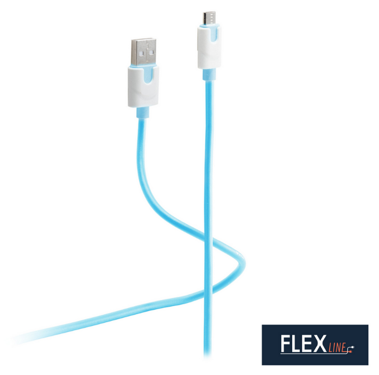 FLEXLINE Daten- & Ladekabel, USB-A - USB-B, blau, 2,0 m von flexline