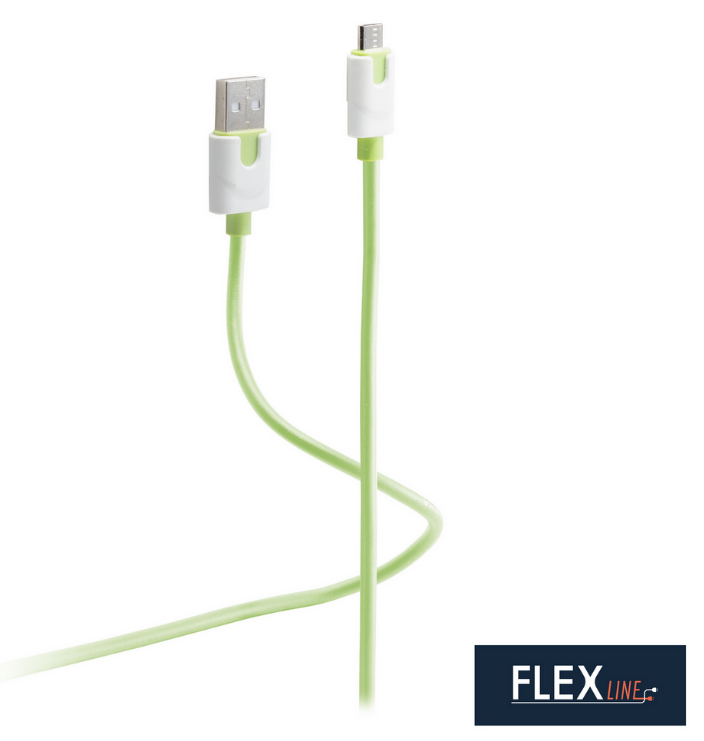 FLEXLINE Daten- & Ladekabel, USB-A - USB-B, grün, 2,0 m von flexline