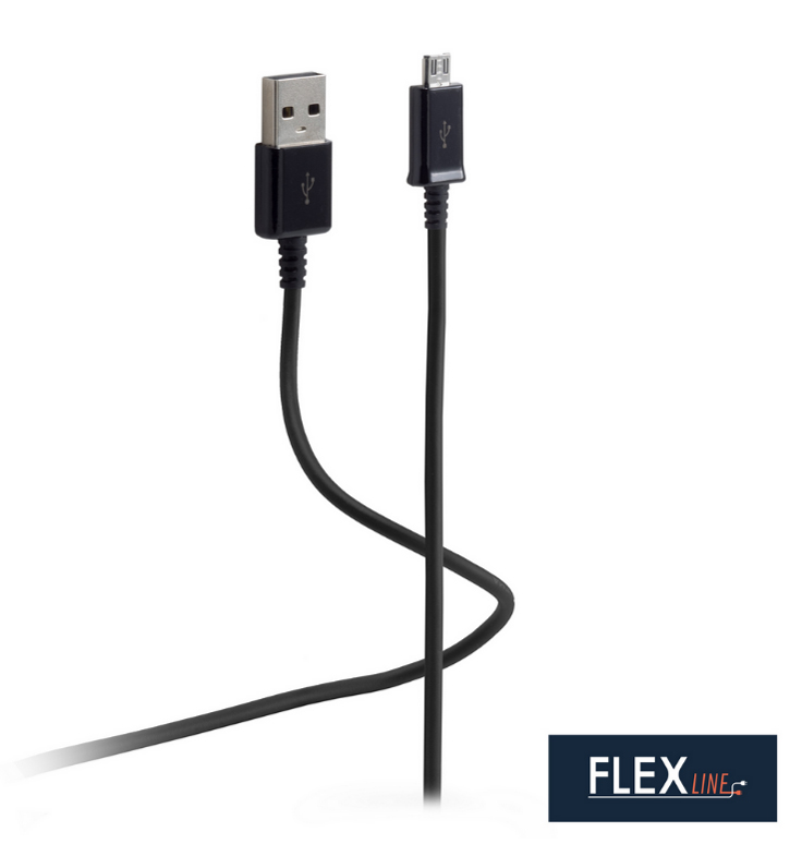 FLEXLINE USB-Anschlusskabel, USB-A - USB-B, schwarz, 1,0 m von flexline