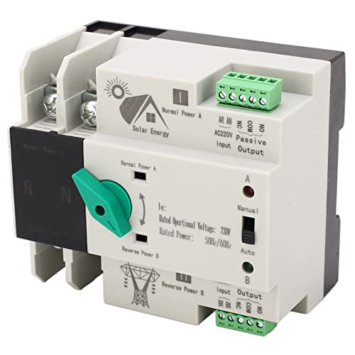 flexman Automatischer Transferschalter, 2P Din Rail Dual Power Generator Umschalter, Schnellschalt Timing Controller für Fabriken, Einkaufszentren (80A) von flexman