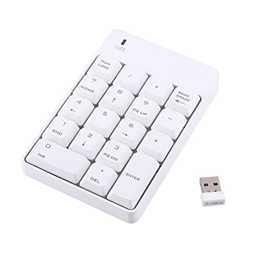 flexman Coreless Numeric Keypad, USB 2.4G 10M Remote Distance 18 Keys Portable Digital Keyboard for Computers Laptop Desktop PC, Plug and Play (Weiß) von flexman